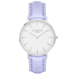 Vegan leather watch silver, white and lilac- hurtig lane- vegane uhren
