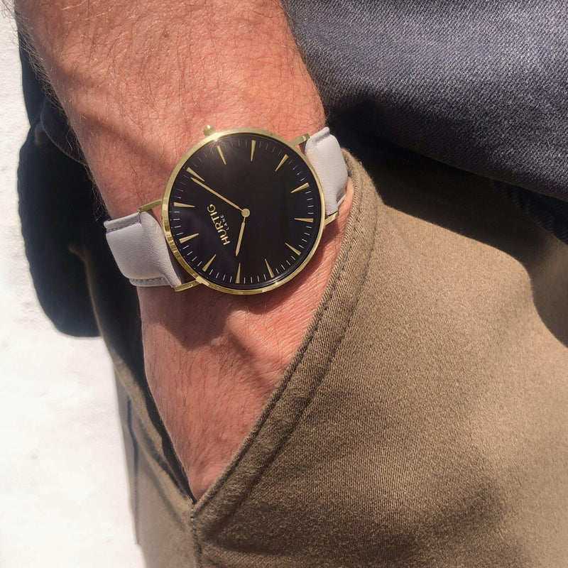 men's vegan watch gold. black and grey 