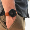 Men's vegan watch all black and brown