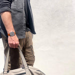 men's vegan leather watch grey and brown