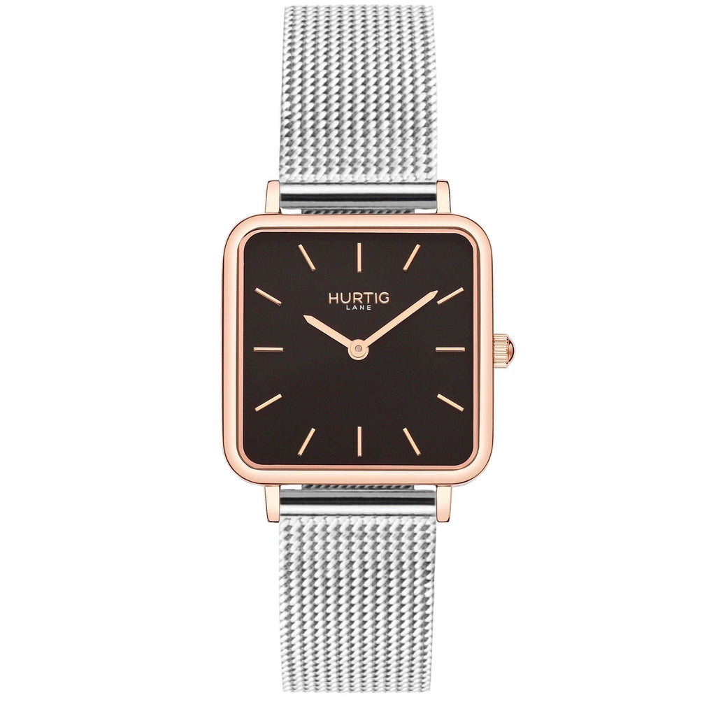 Neliö Stainless Steel Rose Gold, Black & Silver Watch Hurtig Lane Vegan Watches