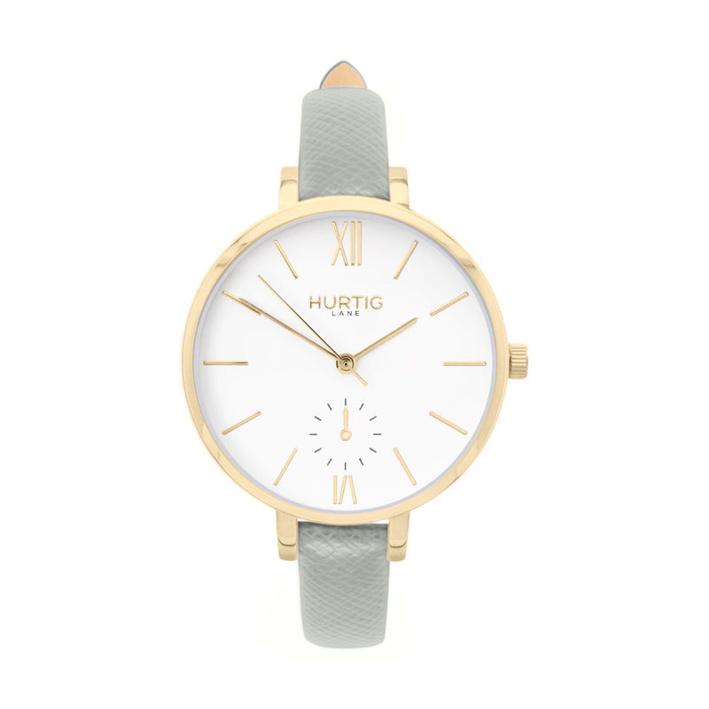 Amalfi Petite Stainless Steel Watch Gold, White & Silver Watch Hurtig Lane Vegan Watches