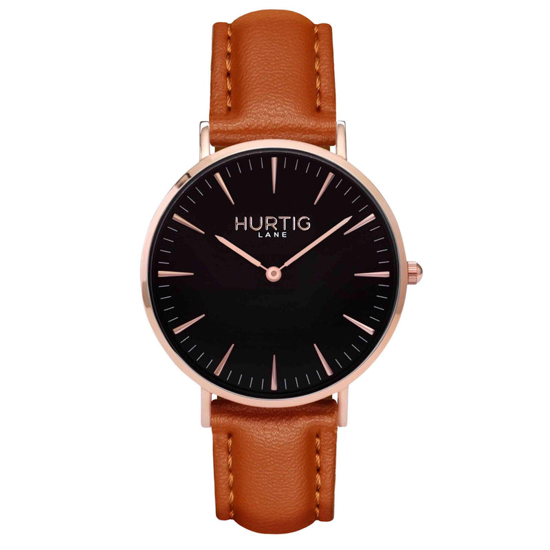 rose gold and tan vegan watch