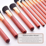 Full Vegan Makeup Brush Set- Sustainable Wood and Bronze Makeup Brushes Hurtig Lane
