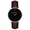 Moderno Vegan Leather Watch Silver, Black & Red Watch Hurtig Lane Vegan Watches