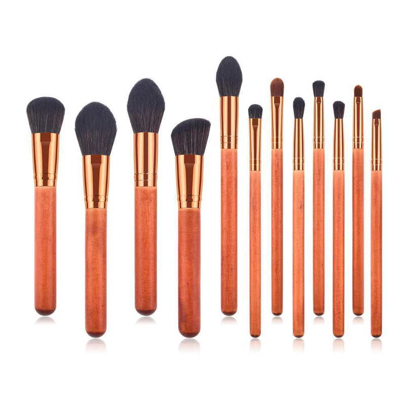 Full Vegan Makeup Brush Set- Sustainable Wood and Bronze Makeup Brushes Hurtig Lane