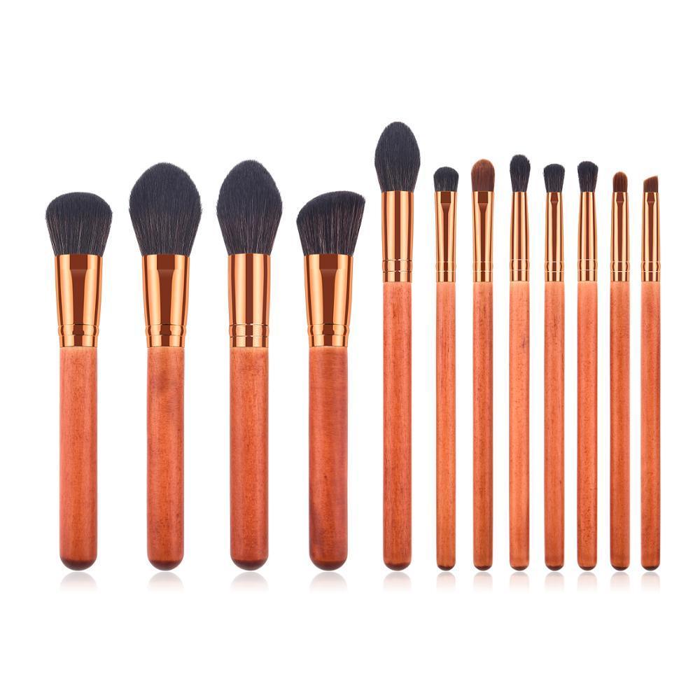 vegan makeup brush set. wood brushes